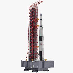 Saturn V Rocket on Launch Base 3D Model 3D
